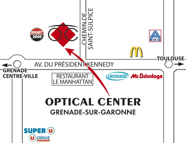 Mapa detallado de acceso Opticien GRENADE-SUR-GARONNE Optical Center