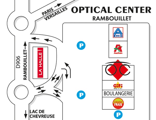 Gedetailleerd plan om toegang te krijgen tot Opticien RAMBOUILLET Optical Center