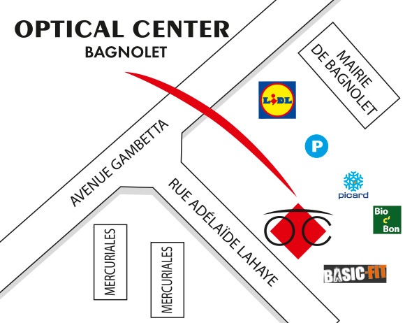 Mapa detallado de acceso Opticien BAGNOLET Optical Center