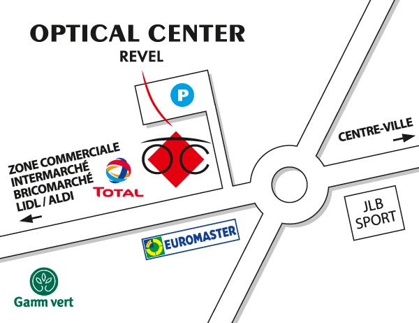 Mapa detallado de acceso Opticien REVEL Optical Center