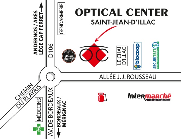 Detailed map to access to Opticien SAINT-JEAN-D'ILLAC Optical Center