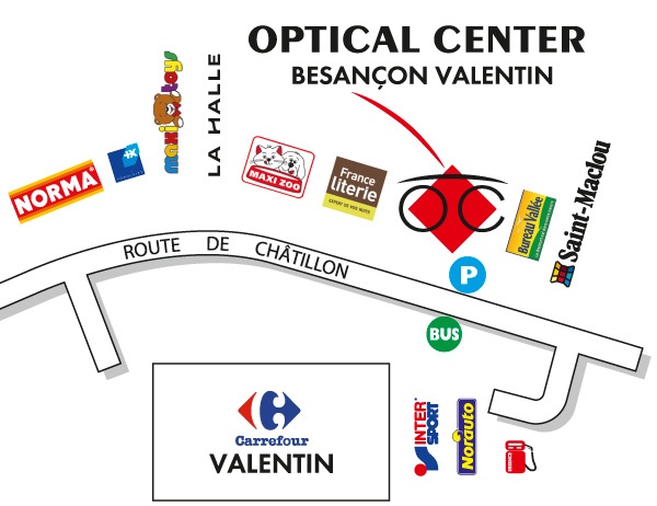 Mapa detallado de acceso Opticien BESANÇON - VALENTIN Optical Center