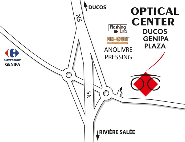 Gedetailleerd plan om toegang te krijgen tot Opticien DUCOS Optical Center