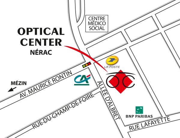Plan detaillé pour accéder à Opticien NÉRAC Optical Center