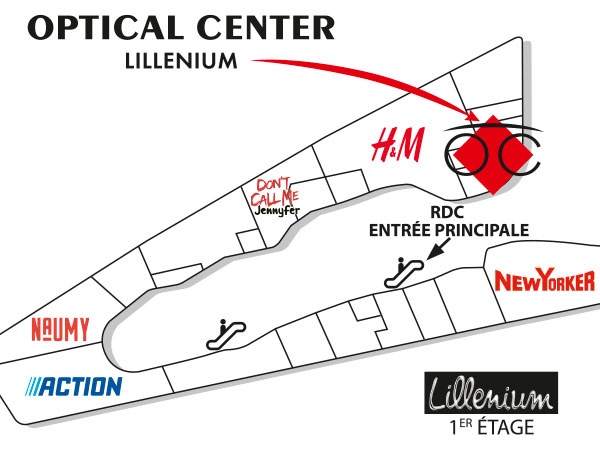 detaillierter plan für den zugang zu Opticien LILLENIUM Optical Center