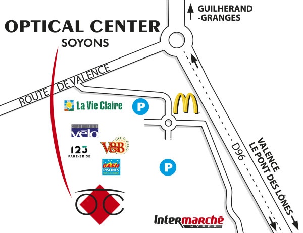 Mapa detallado de acceso Opticien SOYONS Optical Center