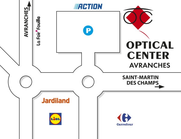 Mapa detallado de acceso Opticien AVRANCHES Optical Center