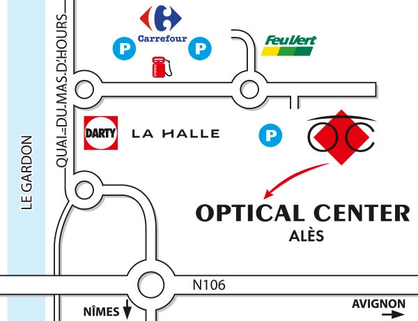 Plan detaillé pour accéder à Opticien ALES Optical Center