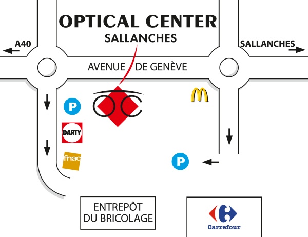 Mapa detallado de acceso Opticien SALLANCHES Optical Center