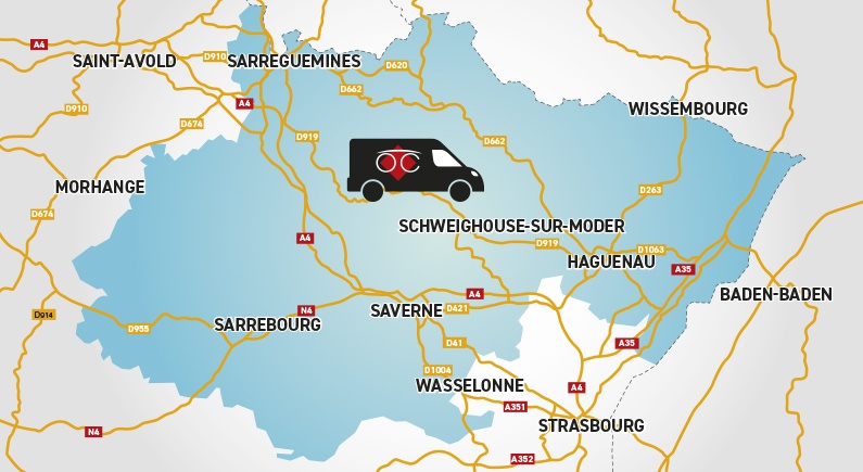 Gedetailleerd plan om toegang te krijgen tot Optical Center OC MOBILE SCHWEIGHOUSE-SUR-MODER