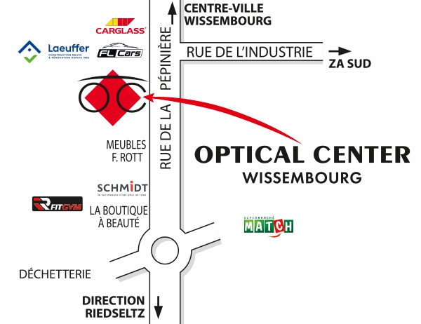 Plan detaillé pour accéder à Opticien WISSEMBOURG Optical Center