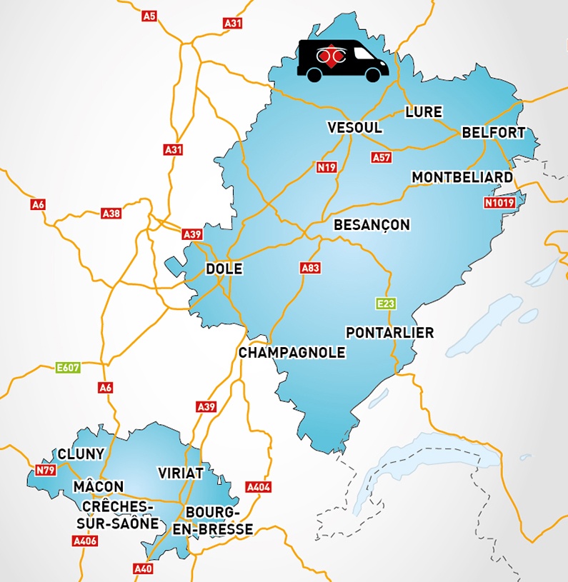 Detailed map to access to Optical Center OC MOBILE BESANÇON