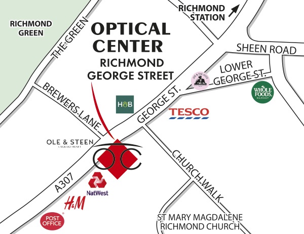 Gedetailleerd plan om toegang te krijgen tot Opticien LONDON - RICHMOND Optical Center