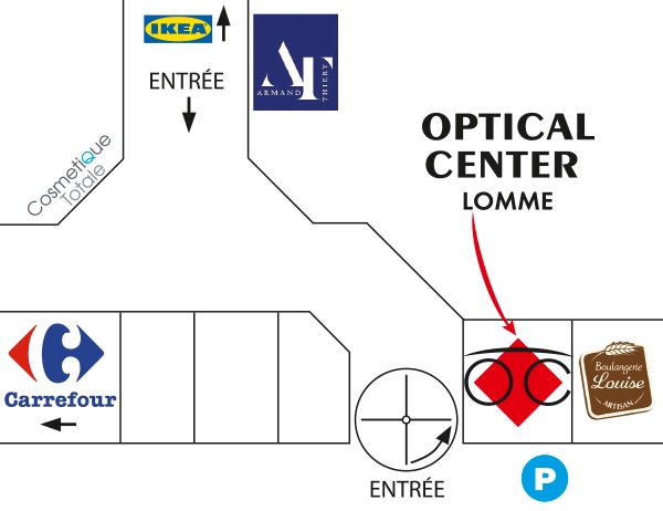 Plan detaillé pour accéder à Opticien LOMME Optical Center