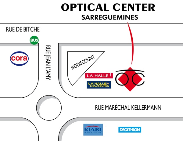 Mapa detallado de acceso Opticien SARREGUEMINES Optical Center