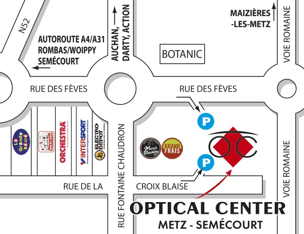 Plan detaillé pour accéder à Opticien METZ - SEMÉCOURT Optical Center