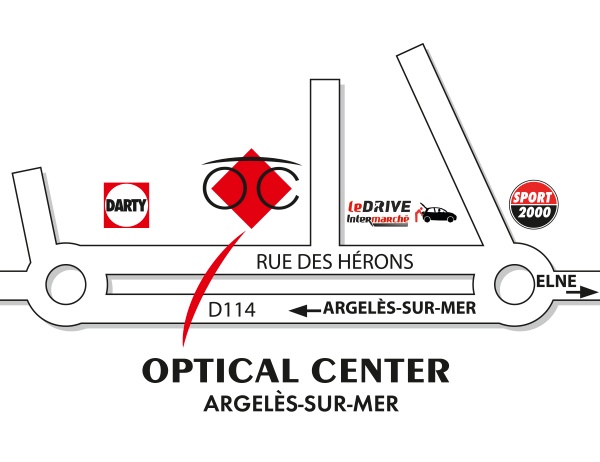 Mapa detallado de acceso Opticien ARGELÈS-SUR-MER - Optical Center