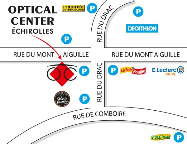 Mapa detallado de acceso Opticien ÉCHIROLLES Optical Center