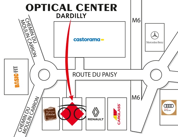 Detailed map to access to Opticien DARDILLY Optical Center