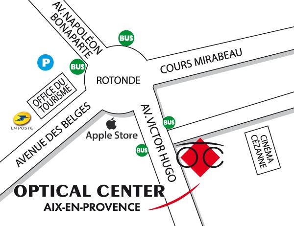 Detailed map to access to Opticien AIX-EN-PROVENCE Optical Center