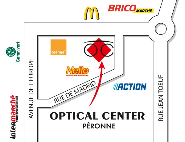 Gedetailleerd plan om toegang te krijgen tot Opticien PÉRONNE Optical Center