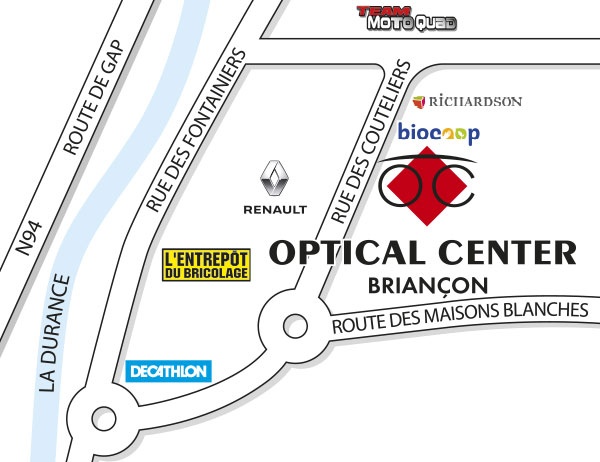 Mapa detallado de acceso Opticien BRIANÇON Optical Center