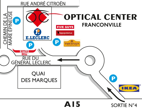 Mapa detallado de acceso Opticien FRANCONVILLE Optical Center