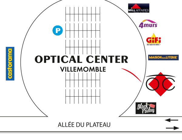 Mapa detallado de acceso Opticien VILLEMOMBLE Optical Center