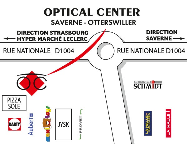 Mapa detallado de acceso Opticien SAVERNE - OTTERSWILLER Optical Center