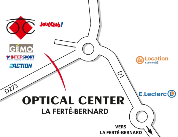 Mapa detallado de acceso Opticien LA FERTÉ BERNARD Optical Center