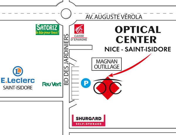 Mapa detallado de acceso Opticien NICE SAINT-ISIDORE Optical Center