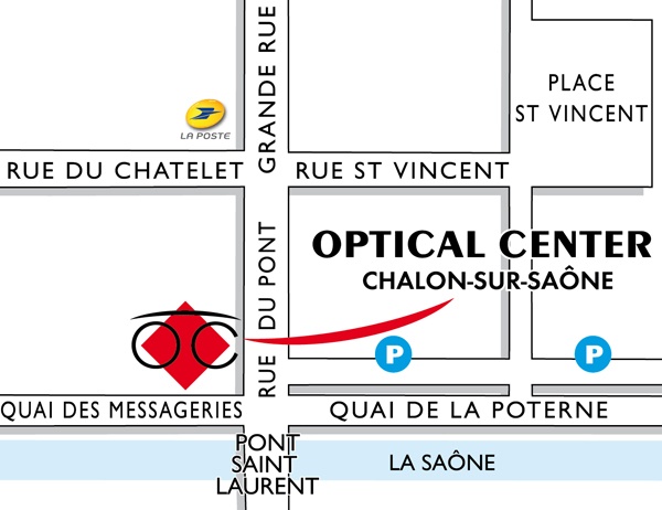 Mapa detallado de acceso Opticien CHALON-SUR-SAÔNE Optical Center