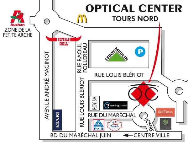 Detailed map to access to Opticien TOURS - NORD Optical Center