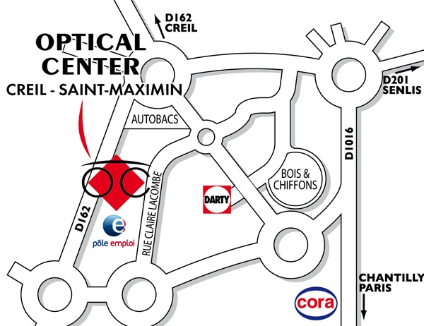 Mapa detallado de acceso Opticien CREIL- SAINT-MAXIMIN Optical Center