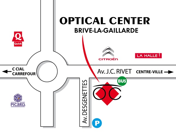 Mapa detallado de acceso Opticien BRIVE-LA-GAILLARDE Optical Center