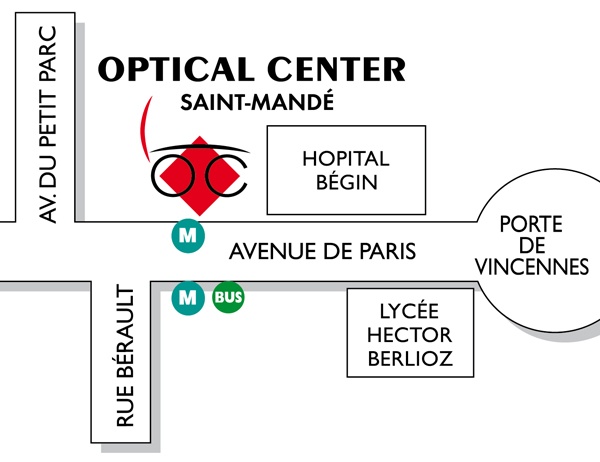 Mapa detallado de acceso Opticien SAINT-MANDÉ Optical Center