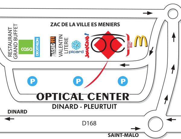 Mapa detallado de acceso Opticien DINARD - PLEURTUIT Optical Center