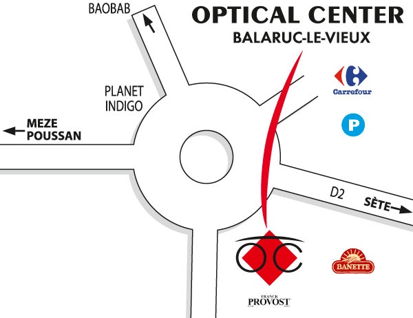 Gedetailleerd plan om toegang te krijgen tot Opticien BALARUC-LE-VIEUX Optical Center