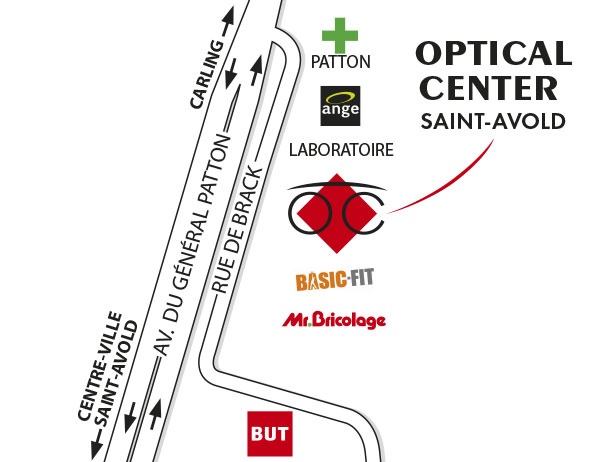 Mapa detallado de acceso Opticien SAINT-AVOLD Optical Center