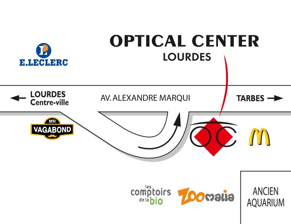 Mapa detallado de acceso Opticien LOURDES Optical Center