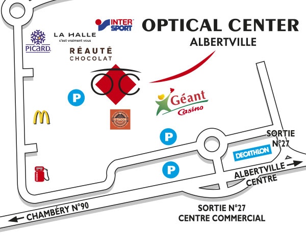 Gedetailleerd plan om toegang te krijgen tot Opticien ALBERTVILLE - Optical Center