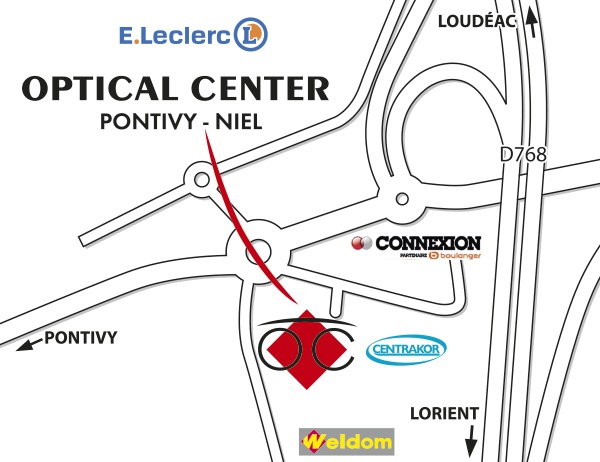 Mapa detallado de acceso Opticien PONTIVY - NIEL Optical Center