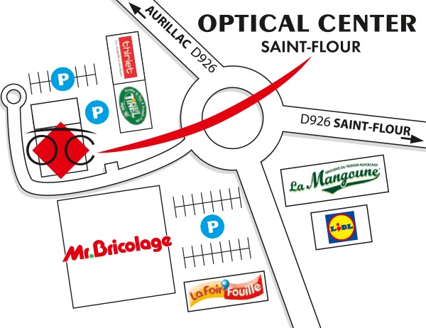 Mapa detallado de acceso Opticien SAINT-FLOUR Optical Center