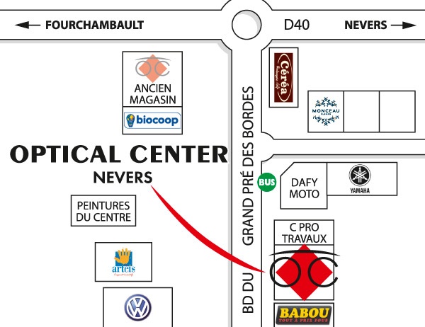 Detailed map to access to Opticien NEVERS Optical Center