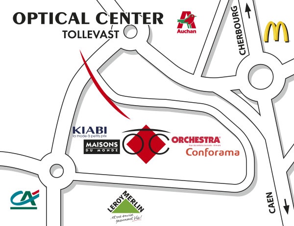 Mapa detallado de acceso Opticien TOLLEVAST Optical Center