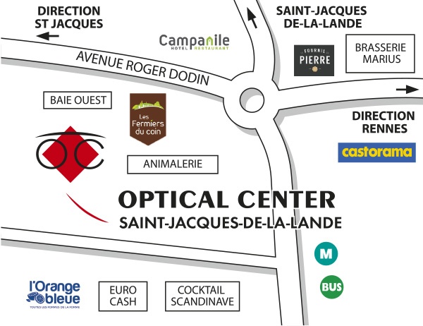 Mapa detallado de acceso Opticien SAINT-JACQUES-DE-LA-LANDE - Optical Center