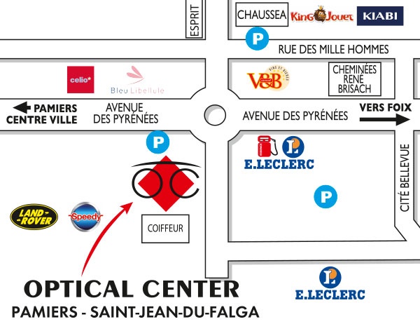 Gedetailleerd plan om toegang te krijgen tot Opticien PAMIERS - SAINT-JEAN-DU-FALGA Optical Center