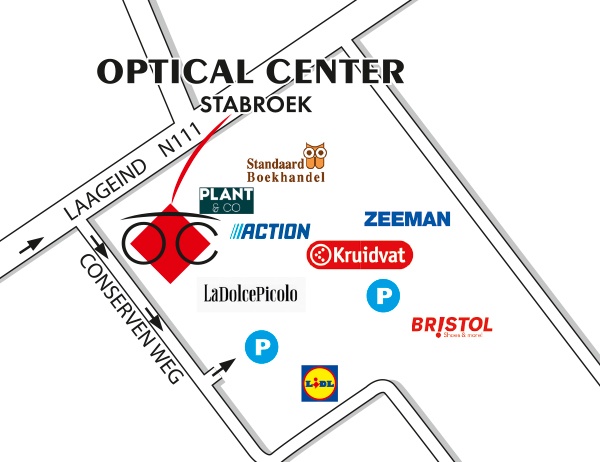 Gedetailleerd plan om toegang te krijgen tot Optical Center STABROEK
