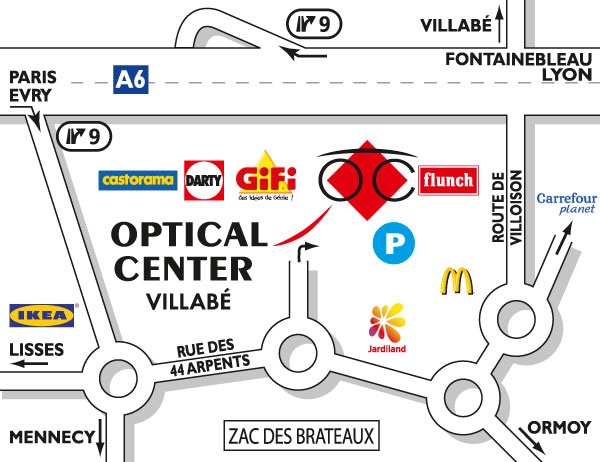 Gedetailleerd plan om toegang te krijgen tot Opticien VILLABÉ Optical Center