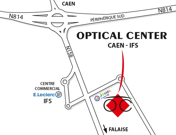 Detailed map to access to Opticien CAEN - IFS Optical Center